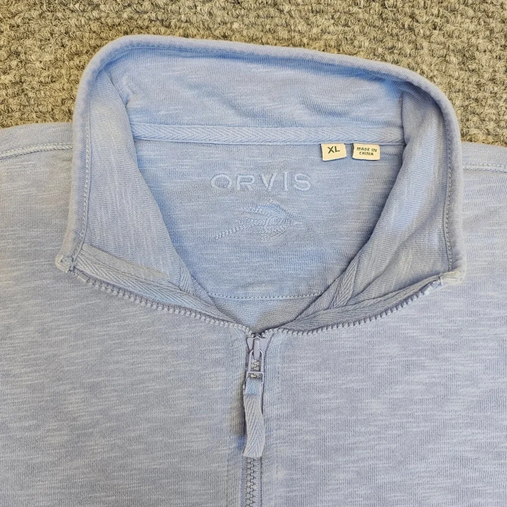 ORVIS Mens Light Blue Heathered‎ Quarter Zip Pullover Sweatshirt XL